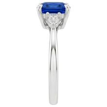 natural cushion sapphire 2.50ct ring on white background