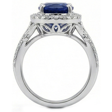 IGI CERTIFIED Womens 8 Carat Halo Sapphire Engagement Ring
