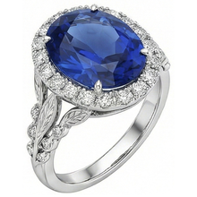 IGI CERTIFIED Womens 8 Carat Halo Sapphire Engagement Ring