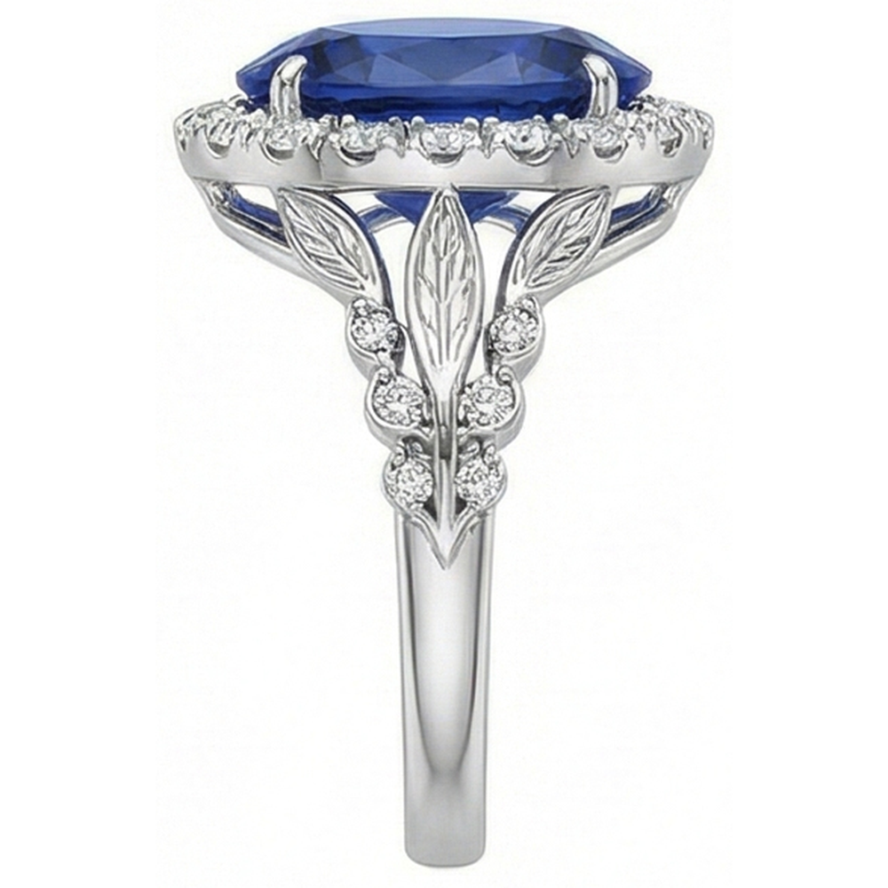 Womens 8 Carat Halo Sapphire Engagement Ring