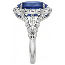 IGI CERTIFIED Womens 8 Carat Halo Sapphire Engagement Ring