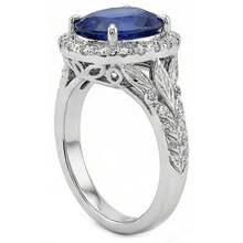 IGI CERTIFIED Womens 8 Carat Halo Sapphire Engagement Ring