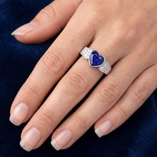 Womens Baguette Natural Earth Mined Diamond Heart Blue Sapphire Ring Bezel Set 2.50 Carats
