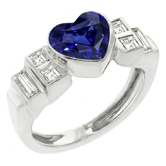 natural heart sapphire 2.50ct watch front view
