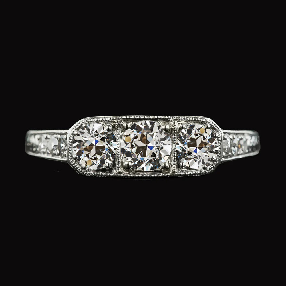 Women's Engagement Ring Old Mine Cut Real Diamond 3.75 Carats Gold Jewelry