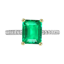 Authentic Emerald Precious Stone Ring 2 ct Two-Tone 14K Gold – main view