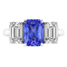 Womens Gemstone Radiant Sapphire Ring Emerald Natural Earth Mined Diamonds VVS1 4 Carats