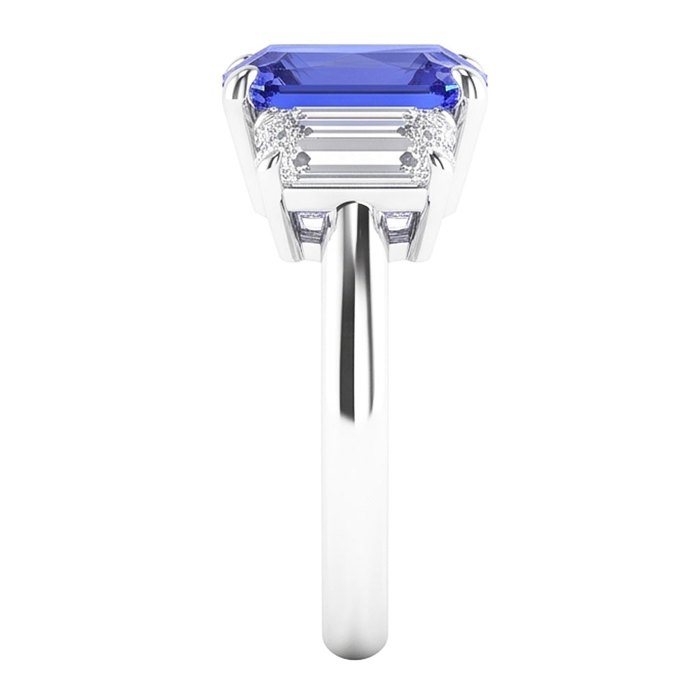 Womens Gemstone Radiant Sapphire Ring Emerald Natural Earth Mined Diamonds VVS1 4 Carats