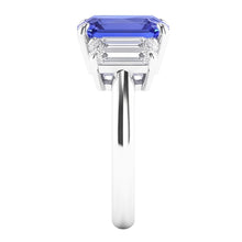 Womens Gemstone Radiant Sapphire Ring Emerald Natural Earth Mined Diamonds VVS1 4 Carats