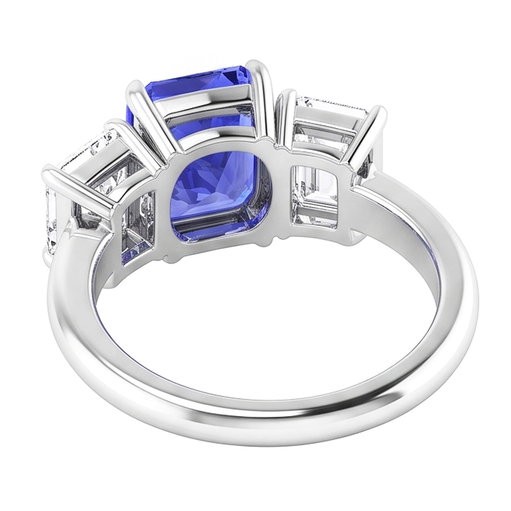 Womens Gemstone Radiant Sapphire Ring Emerald Natural Earth Mined Diamonds VVS1 4 Carats