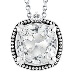 Women's Genuine Diamond Pendant Round & Cushion Old Miner Milgrain 5.50 Carats