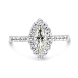 Women's Halo Engagement Ring Marquise Old Mine Cut Genuine Diamond 4.50 Carats