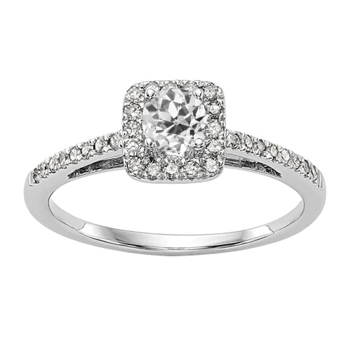 Women's Halo Engagement Ring With Accents Old Cut Natural Diamond 3 Carats