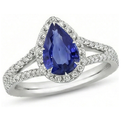 Natural Sapphire Ring 5.50ct - White Gold 14K