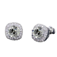 Women's Halo Natural Earth Mined Diamond Stud Earrings Round Old Cut 5.50 Carats Gold 14K