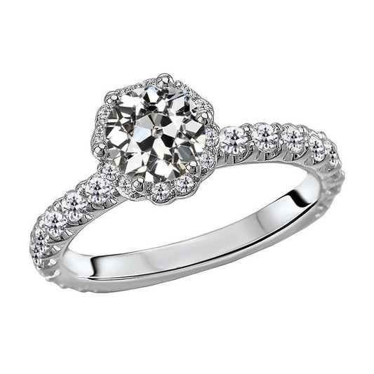 Women's Halo Genuine Engagement Ring Round Old Miner Diamond 7 Carats
