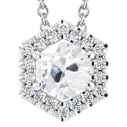 Women's Halo Real Diamond Pendant Round Old Miner 7.50 Carats Jewelry