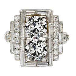 Women's Halo Ring Baguette & Round Old Mine Cut Real Diamond 7.50 Carats
