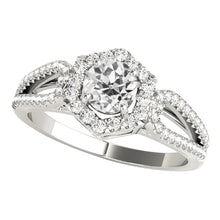 Women's Halo Ring Old Cut Real Round Diamonds 4.75 Carats Split Shank