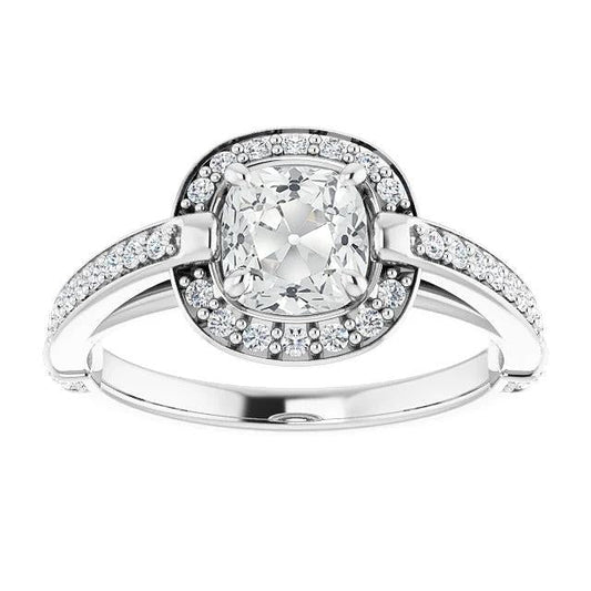 Women's Halo Ring Round & Cushion Old Cut Natural Diamonds 7.25 Carats Jewelry
