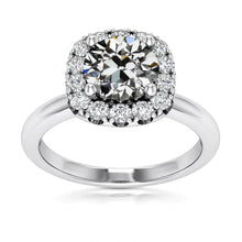Women's Halo Ring Round Old Mine Cut Real Natural Earth Mined Diamond 4.55 Carats 14K Gold