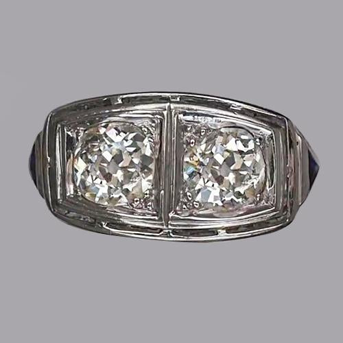 Women's Halo Round Old Mine Cut Natural Diamond Ring 2 Carats Gold 14K