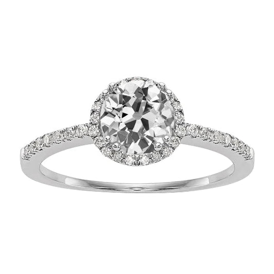 Women's Halo Round Old Miner Real Diamond Ring With Accents 4 Carats