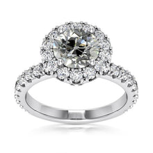 Women's Halo Wedding Ring Round Old Mine Cut Natural Diamonds 6 Carats