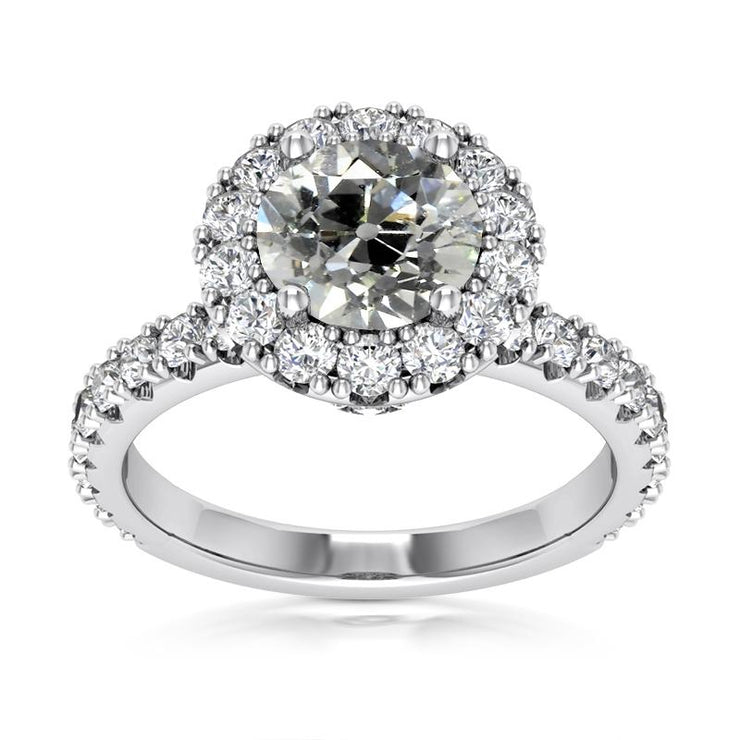 Women's Halo Wedding Ring Round Old Mine Cut Natural Diamonds 6 Carats