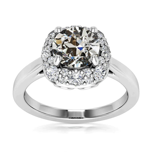 Women's Halo Wedding Ring Round Old Miner Diamond 5.25 Carats 14K Gold