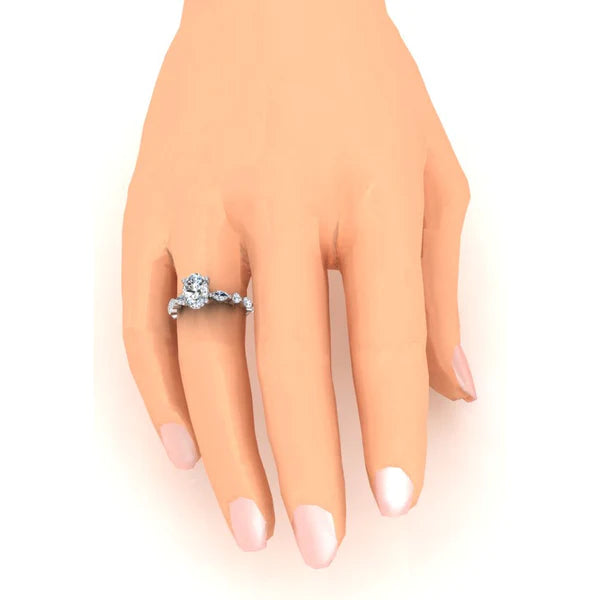 Womens Hidden Halo Engagement Ring Oval, Marquise, Round Cut Real Diamond