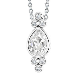 Women's Natural Diamond Pendant Bezel Set Pear Old Cut 3.50 Carats Slide Chain