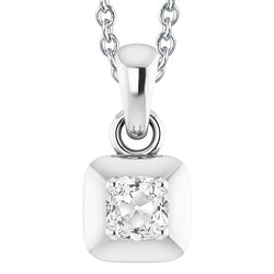 Women's Natural Earth Mined Diamond Pendant Cushion Old Miner 2 Carats 14K