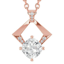 Women's Natural Diamond Pendant Round & Cushion Old Cut 6 Carats Rose Gold 14K