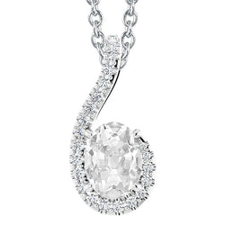 Women's Natural Earth Mined Diamond Pendant Slide Jewellery Halo Oval Old Miner 5.50 Carats