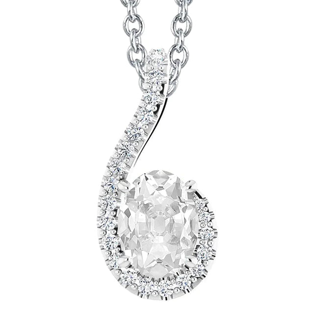 Women's Natural Diamond Pendant Slide Jewelry Halo Oval Old Miner 5.50 Carats