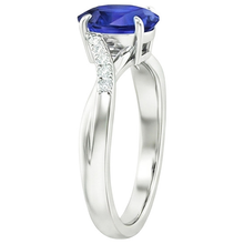 Womens Natural Earth Mined Diamond Gold Ring With Oval Ceylon Sapphire Center 4.75 Carats