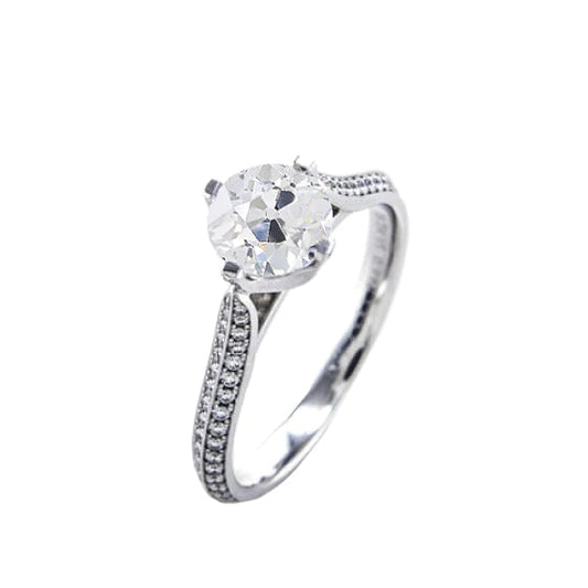 Women's Old Cut Round Natural Diamond Ring Pave Set Jewelry 2.25 Carats