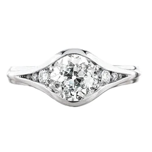 Women's Old Mine Cut Round Natural Diamond Ring Split Shank 1.25 Carats