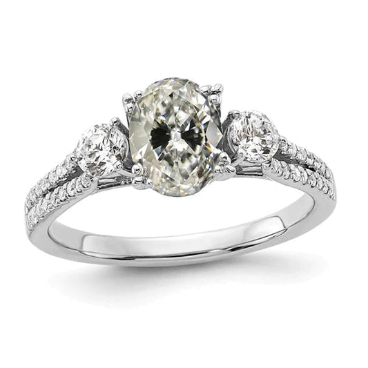 Women's Oval Old Mine Cut Natural Diamond Wedding Ring 5.50 Carats Jewelry