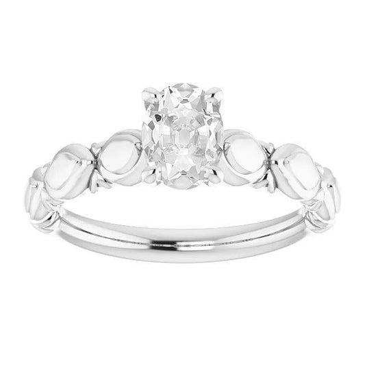 Women's Oval Old Miner Real Diamond Solitaire Engagement Ring 3 Carats
