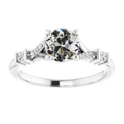 Women's Real Diamond Engagement Ring Old Mine Cut Bar Prong Set 3 Carats