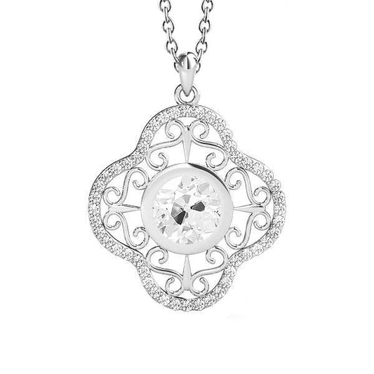 Women's Real Natural Earth Mined Diamond Pendant Filigree Bezel Round Old Mine Cut 2.50 Carats