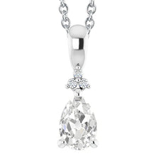 Women's Real Diamond Pendant Pear Old Cut 3 Carats White Gold 14K