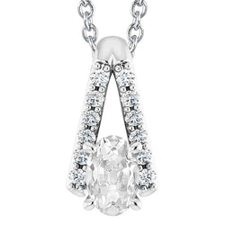 Women's Real Diamond Pendant Slide Jewelry Oval Old Cut 5.50 Carats