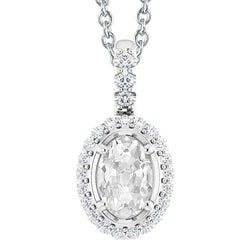 Women's Real Halo Diamond Pendant Oval Old Cut 5.50 Carats Jewelry 14K