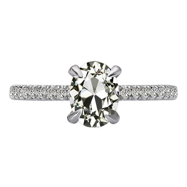 Women's Ring Oval Old Mine Cut Genuine Diamond Prong Set 6.50 Carats
