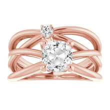 Women's Ring Round & Cushion Old Cut Real Diamond 4 Prong Set 5.50 Carats