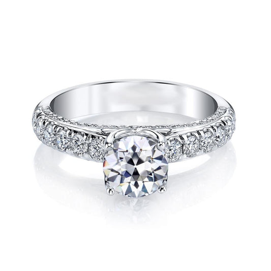 Women's Ring Round Old Mine Cut Real Diamond Cathedral Set 5.50 Carats