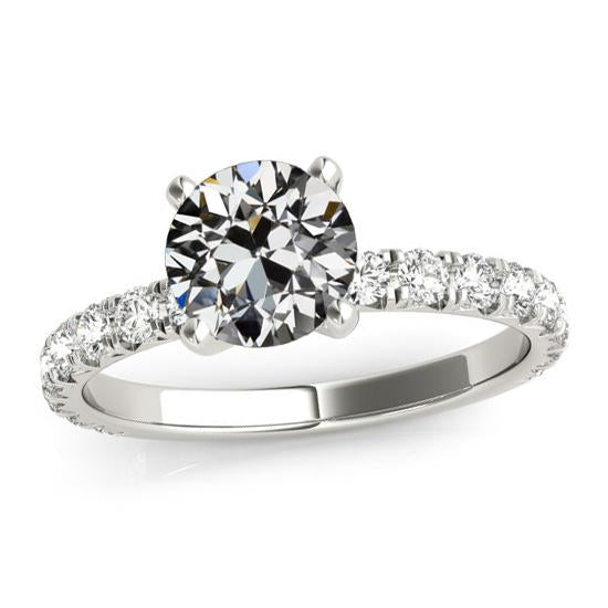 Women's Ring Round Old Miner Real Natural Earth Mined Diamond 14K Gold Jewellery 4 Carats